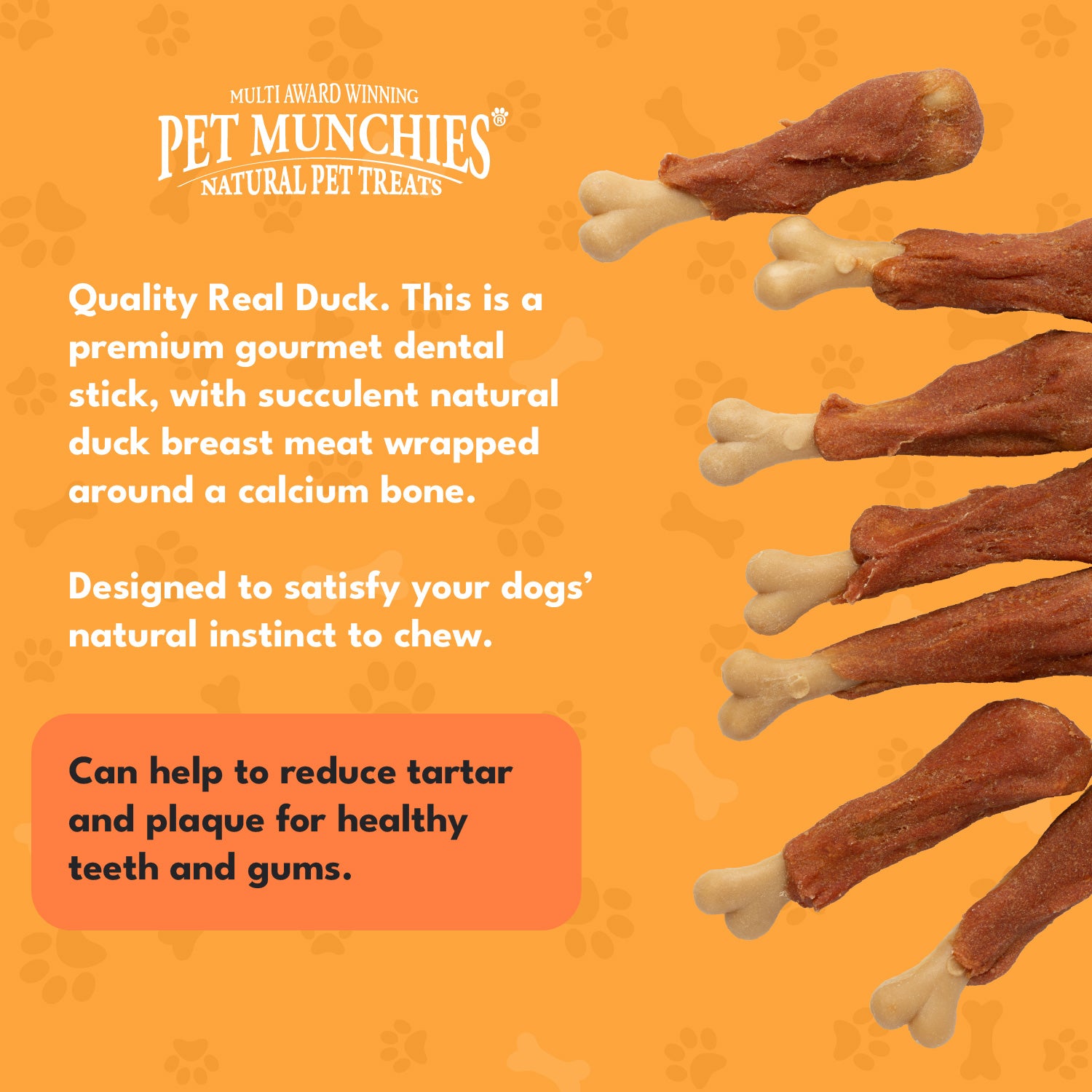 Pet Munchies Duck Drumsticks Dog Treats 100g - 1 or 8 Pack Calcium Bones