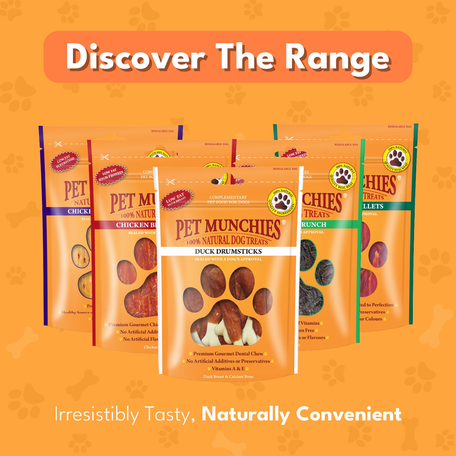 Pet Munchies Duck Drumsticks Dog Treats 100g - 1 or 8 Pack Calcium Bones