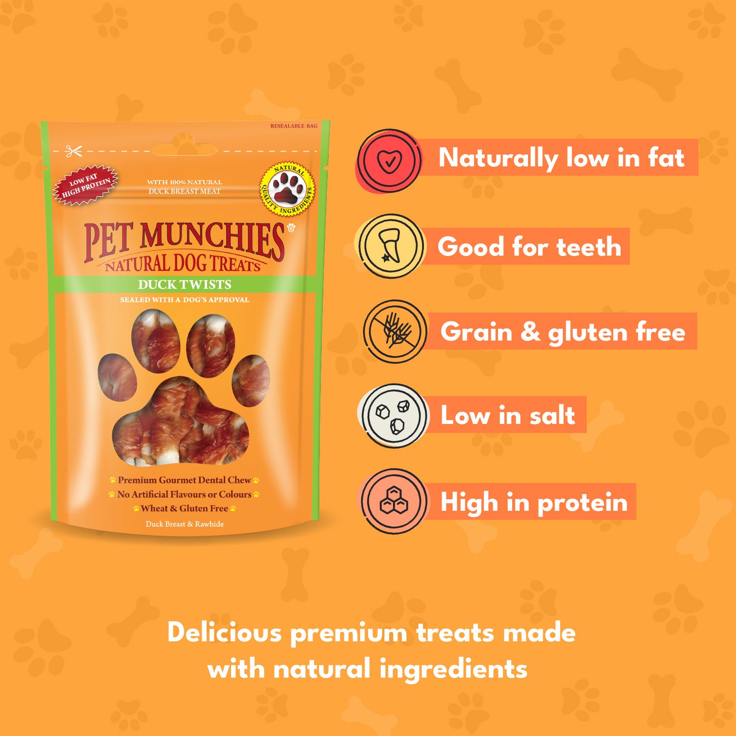 Pet Munchies Duck Twists Dog Treats 80g - 1 or 8 Pack Sticks, Strips & Twists
