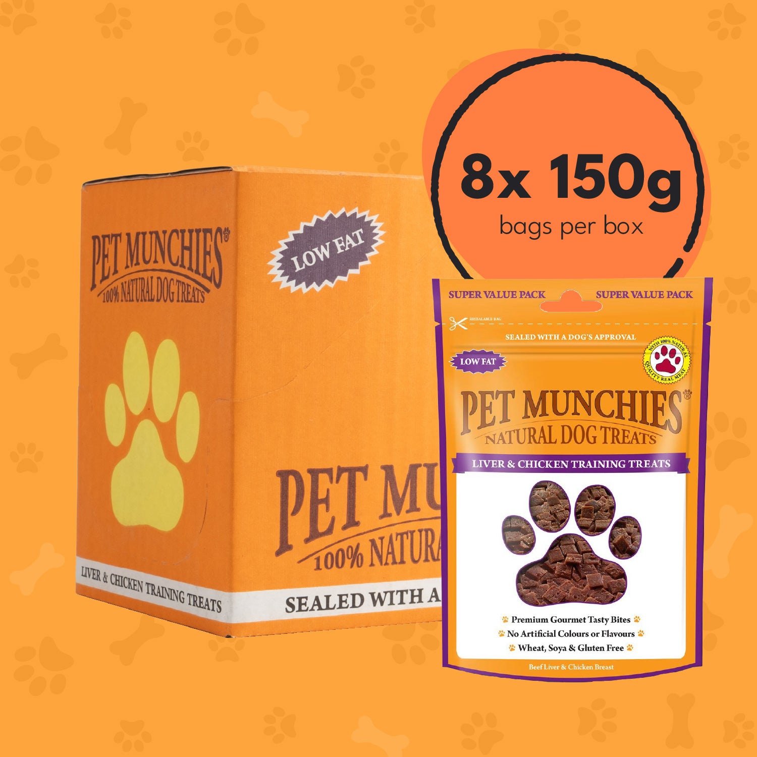 Pet Munchies Liver & Chicken Training Dog Treats 150g - 8 Pack