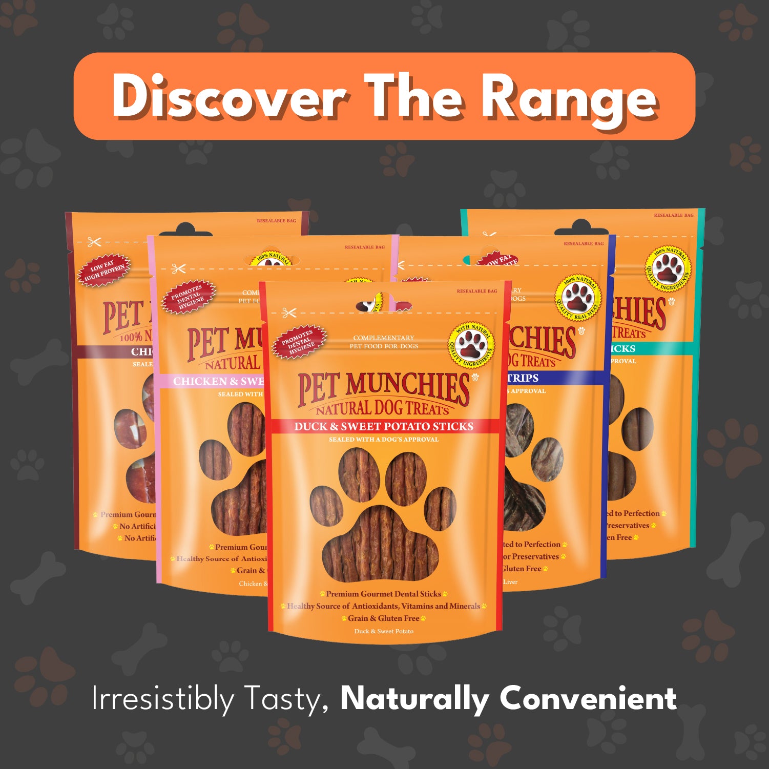 Pet Munchies Duck and Sweet Potato Dog Treats 90g - 1 or 8 Pack Sticks, Strips & Twists