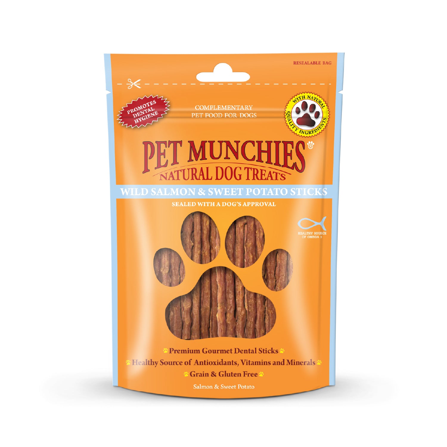 Pet Munchies Wild Salmon and Sweet Potato Dog Treats 90g - 1 Pack