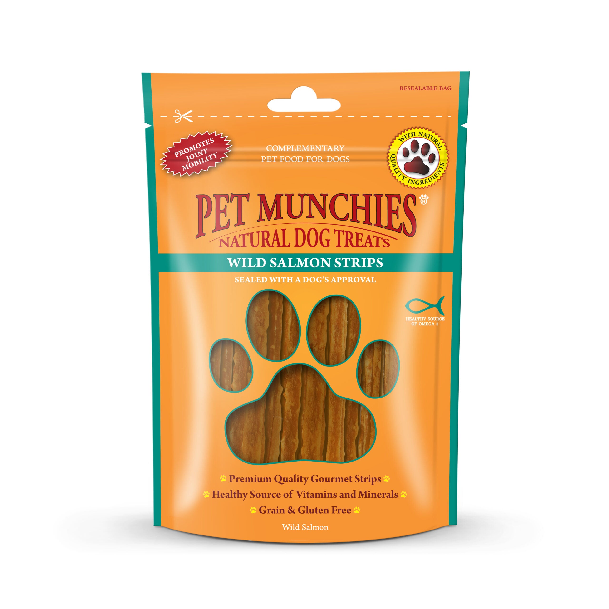 Pet Munchies Wild Salmon Strips Dog Treats 80g - 1 or 8 Pack