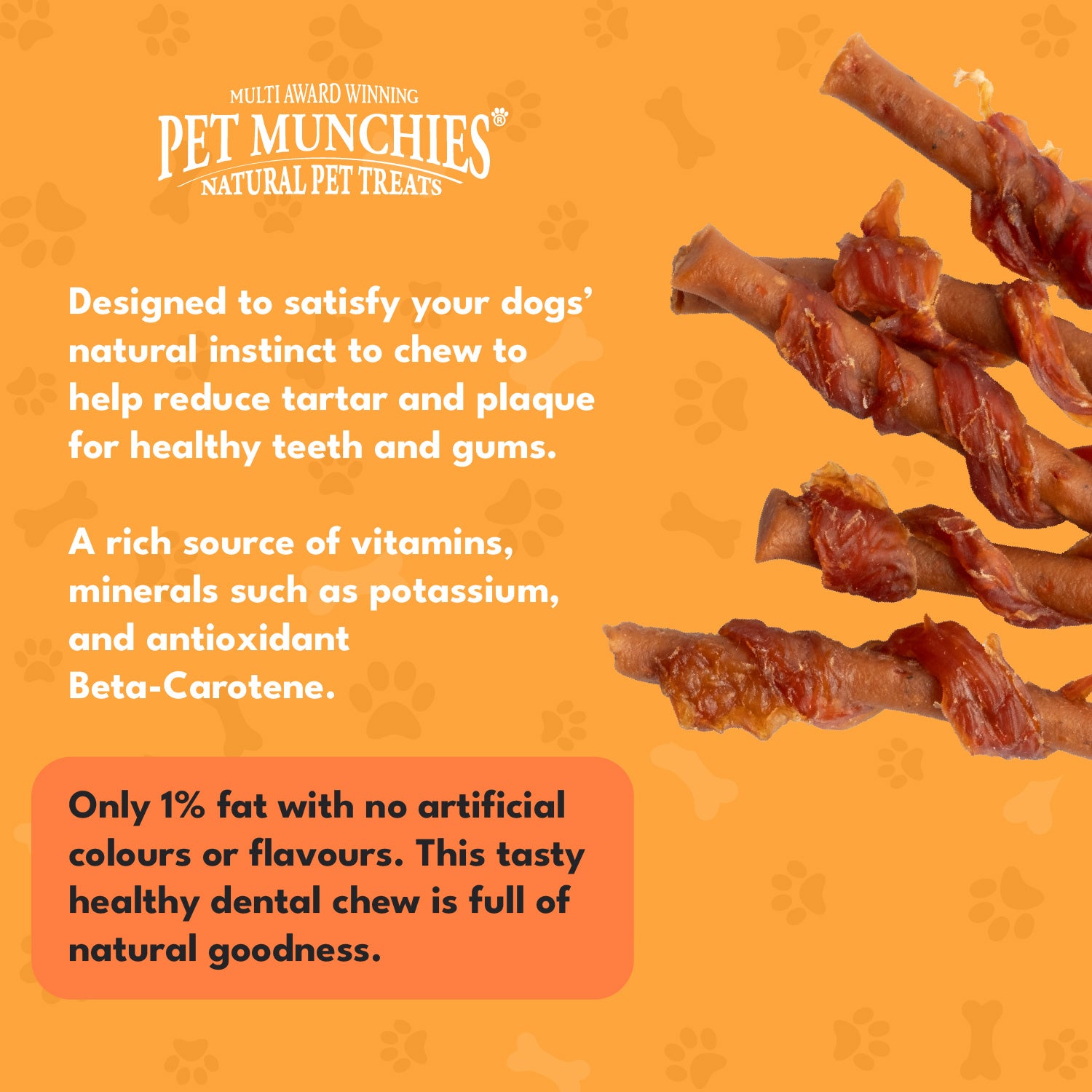 Pet Munchies Chicken with Carrot Sticks Dog Treats 80g - 1 or 8 Pack Sticks, Strips & Twists